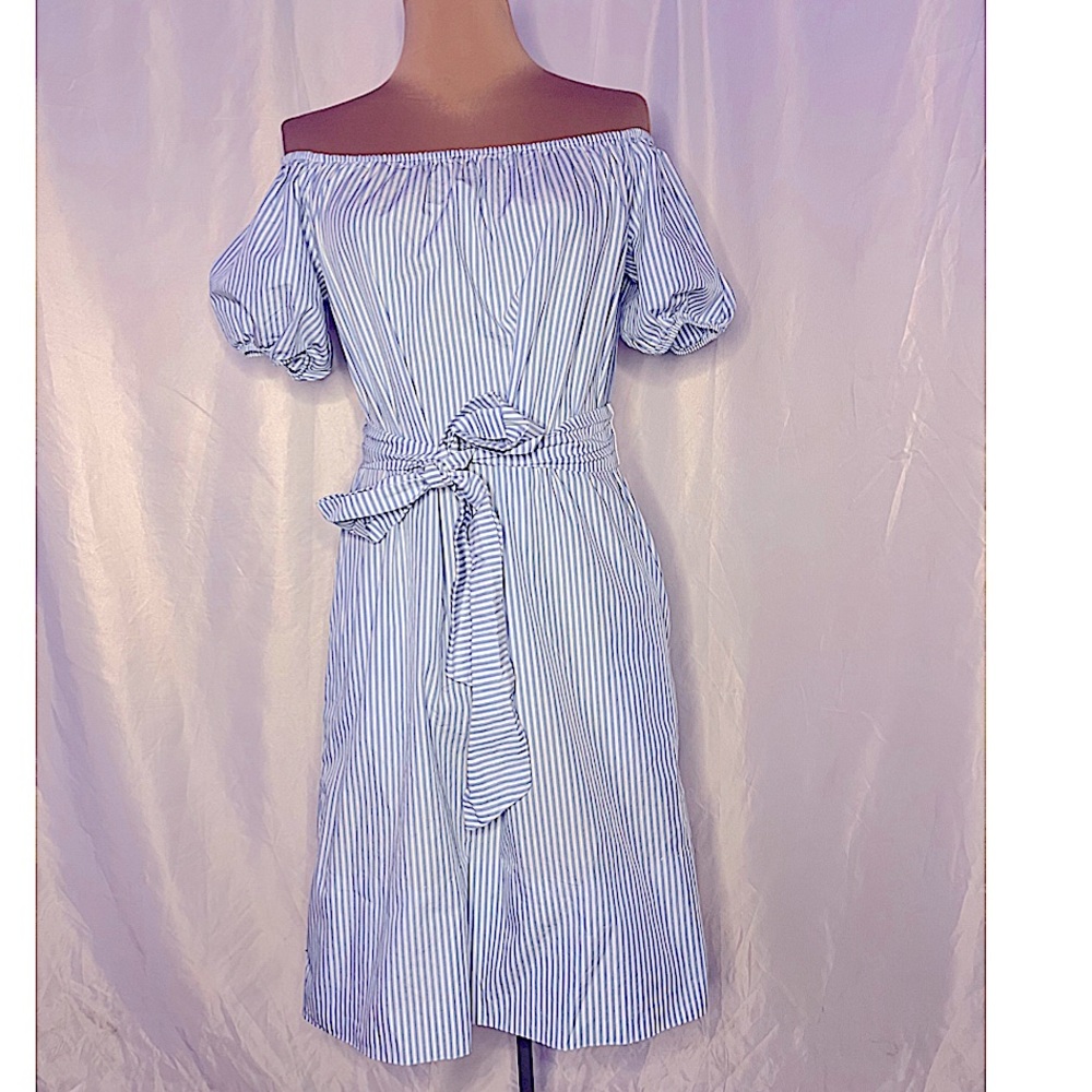 Zara Woman - Stripped Off Shoulder Dress